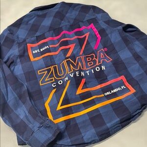 Zumba Fitness Blue Casual Button Down Shirt